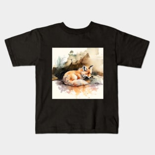 Cute Watercolor Fox Kids T-Shirt